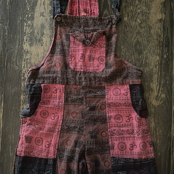 Bohemian Patchwork Jumpsuit - Pink and Brown - Picture 1 of 3